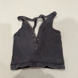 Free People Black Ribbed Crop Top